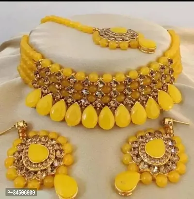 Stylish Brass Yellow Jewellery Sets For Women-thumb0