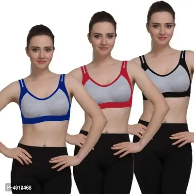 WOMEN  GIRLS NON PADDED SPORTS BRA- SET OF 3-thumb0