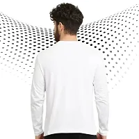 Trendy White Polyester Printed Round Neck Full Sleeves Tees for Men-thumb2