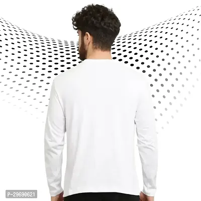 Trendy White Polyester Printed Round Neck Full Sleeves Tees for Men-thumb3