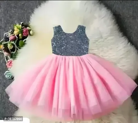 Stylish Pink Cotton Blend Dresses For Girls-thumb0