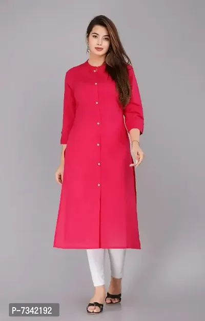 Stylish Fancy Pure Cotton Solid Red Kurti For Women Pack Of 1