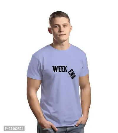 Hinglish Men's Week End T-Shirt (Sky Blue, Large)