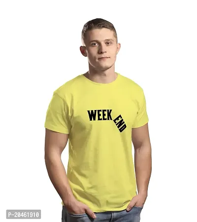 Hinglish Men's Week End T-Shirt (Yellow, X-Large)