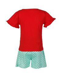Stylish Red Cotton Blend Bunny Printed Top With Shorts For Girls-thumb2