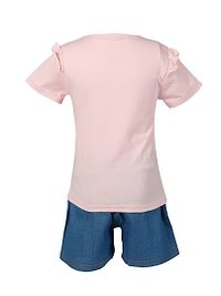 Stylish Pink Cotton Blend Candies Printed Top With Shorts For Girls-thumb2