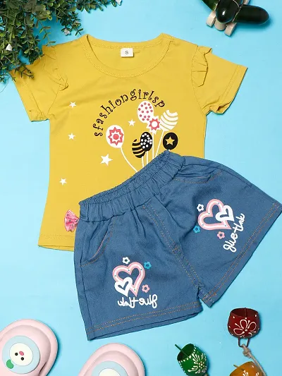 Cute Candies Printed Top With Shorts For Girls