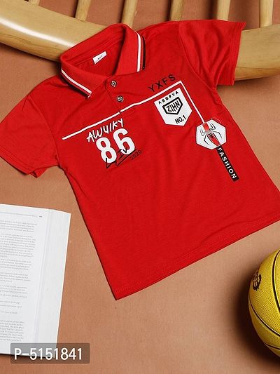 Passion Petals 86 no. Printed T-shirt For Boys - Red-thumb0
