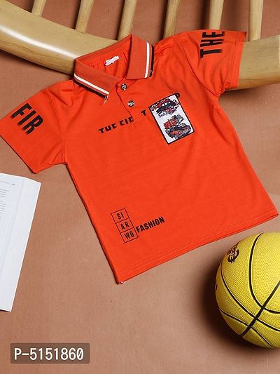 Passion Petals FASHION Printed T-shirt For Boys - Orange-thumb0
