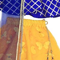 Royal Blue Gota Choli With Yellow Net Lehenga-thumb3