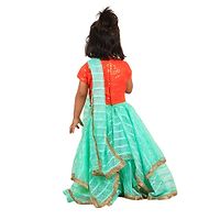 Orange Sequence Choli With Green Lehenga-thumb1