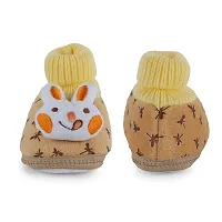 Bunny Applique Booties For Infants - Brown-thumb2