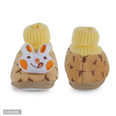 Bunny Applique Booties For Infants - Brown-thumb3