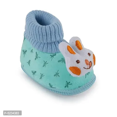 Bunny Applique Booties For Infants - Blue-thumb2