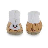 Rabbit Applique Booties for Infants - Brown-thumb2