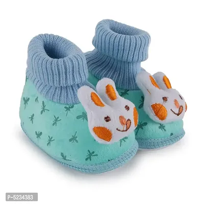 Bunny Applique Booties For Infants - Blue-thumb0