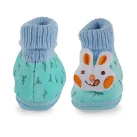 Bunny Applique Booties For Infants - Blue-thumb2