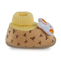 Bunny Applique Booties For Infants - Brown-thumb1