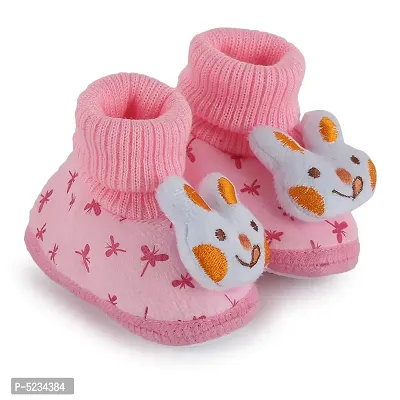 Bunny Applique Booties For Infants - Pink