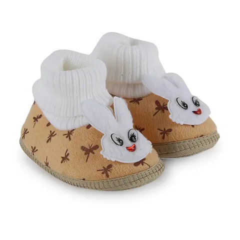 Rabbit Applique Booties for Infants -