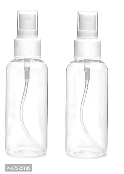 Transparent Empty Refillable Reusable Fine Mist Spray Bottle with Dust Cap 100 ml Spray Bottle  (Pack of 2)