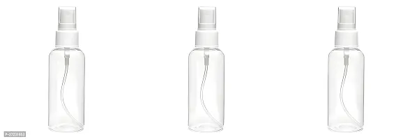 Transparent Empty Refillable Reusable Fine Mist Spray Bottle with Dust Cap 100 ml Spray Bottle  (Pack of 3, Clear, Plastic)