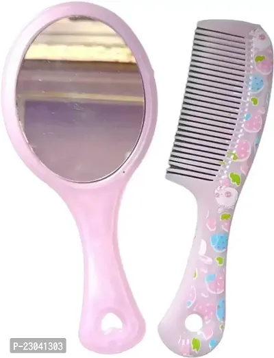 Mirror With Comb Set For Women And Girls Gift For Girls, Pack Of 1 (Pink