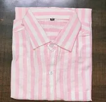 Elegant Khadi Cotton Striped Casual Shirts For Men-thumb1