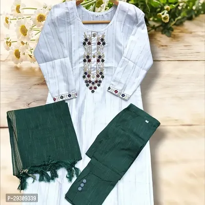 Fancy Khadi Cotton Kurta Bottom And Dupatta Set For Women