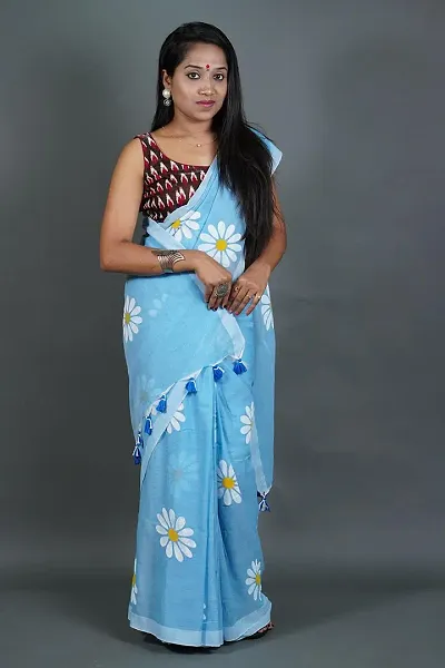 Glamorous Cotton Saree with Blouse piece 