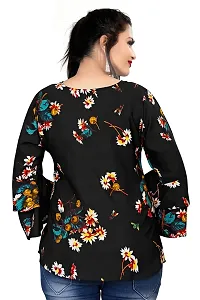 Hemang Fashion TopTen Flower Combo Tunic Top (RED-Black, Small)-thumb1