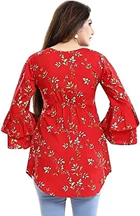 Topten Flower Combo Tunic Top Firozi Red  Small-thumb3