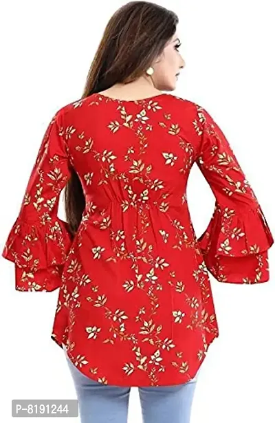 Topten Flower Combo Tunic Top Firozi Red  Small-thumb4