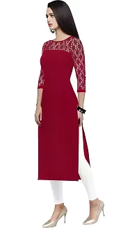 ZELZIS Woman's A-line Crepe Straight Kurtis (Small, Maroon)-thumb2