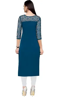 ZELZIS Woman's A-line Crepe Straight Kurtis (Small, Teal)-thumb1