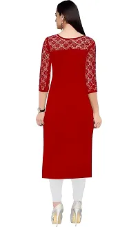 ZELZIS Woman's A-line Crepe Straight Kurtis (Small, Red)-thumb1