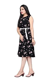 HIALTO Women's Mini Fit And Flare Dress (SHREE KRISHNA CREATION_BLACK_S)-thumb1