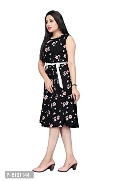 HIALTO Women's Mini Fit And Flare Dress (SHREE KRISHNA CREATION_BLACK_S)-thumb2