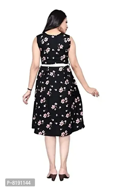 HIALTO Women's Mini Fit And Flare Dress (SHREE KRISHNA CREATION_BLACK_S)-thumb3