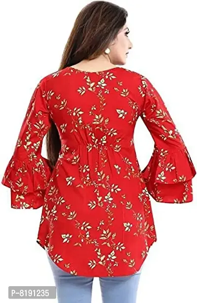 Hemang Fashion TopTen Flower Combo Tunic Top (RED-Black, Small)-thumb3