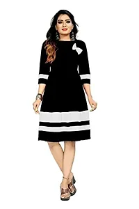 HIALTO Women's Mini Fit and Flare Dress (Shree Krishna Creation_Black-White_S)-thumb2