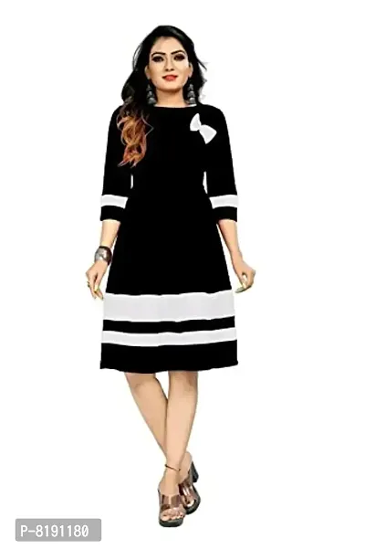 HIALTO Women's Mini Fit and Flare Dress (Shree Krishna Creation_Black-White_S)-thumb3