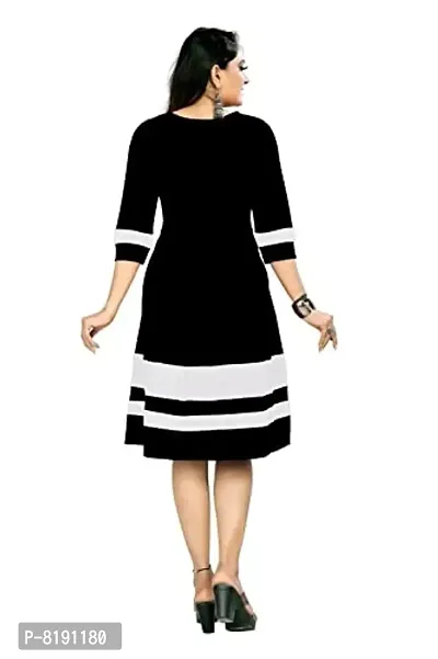 HIALTO Women's Mini Fit and Flare Dress (Shree Krishna Creation_Black-White_S)-thumb2