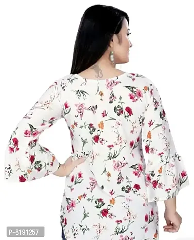Hemang Fashion TopTen Flower Combo Tunic Top (White Flower-RED, Small)-thumb5