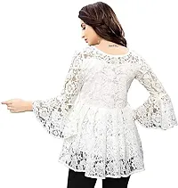 ZELZIS Woman's Rusell Net top (Small, White)-thumb2