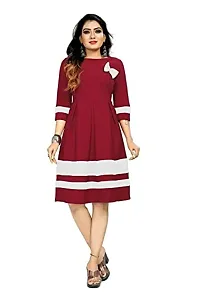 HIALTO Women's Mini Fit and Flare Dress (Shree Krishna Creation_Red_S)-thumb2