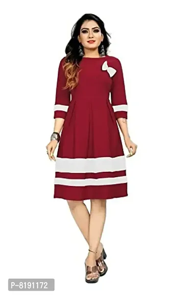 HIALTO Women's Mini Fit and Flare Dress (Shree Krishna Creation_Red_S)-thumb3