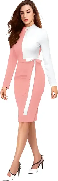 ZELZIS Woman's Bodycon Dress (Small, Pink)-thumb1