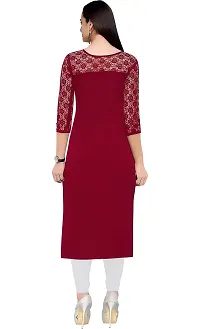 ZELZIS Woman's A-line Crepe Straight Kurtis (Small, Maroon)-thumb1