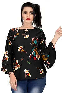 Hemang Fashion TopTen Flower Combo Tunic Top (RED-Black, Small)-thumb4